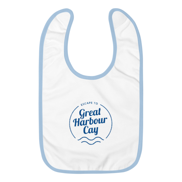 Download Great Harbour Cay Embroidered Baby Bib Blue Escape To Great Harbour Cay